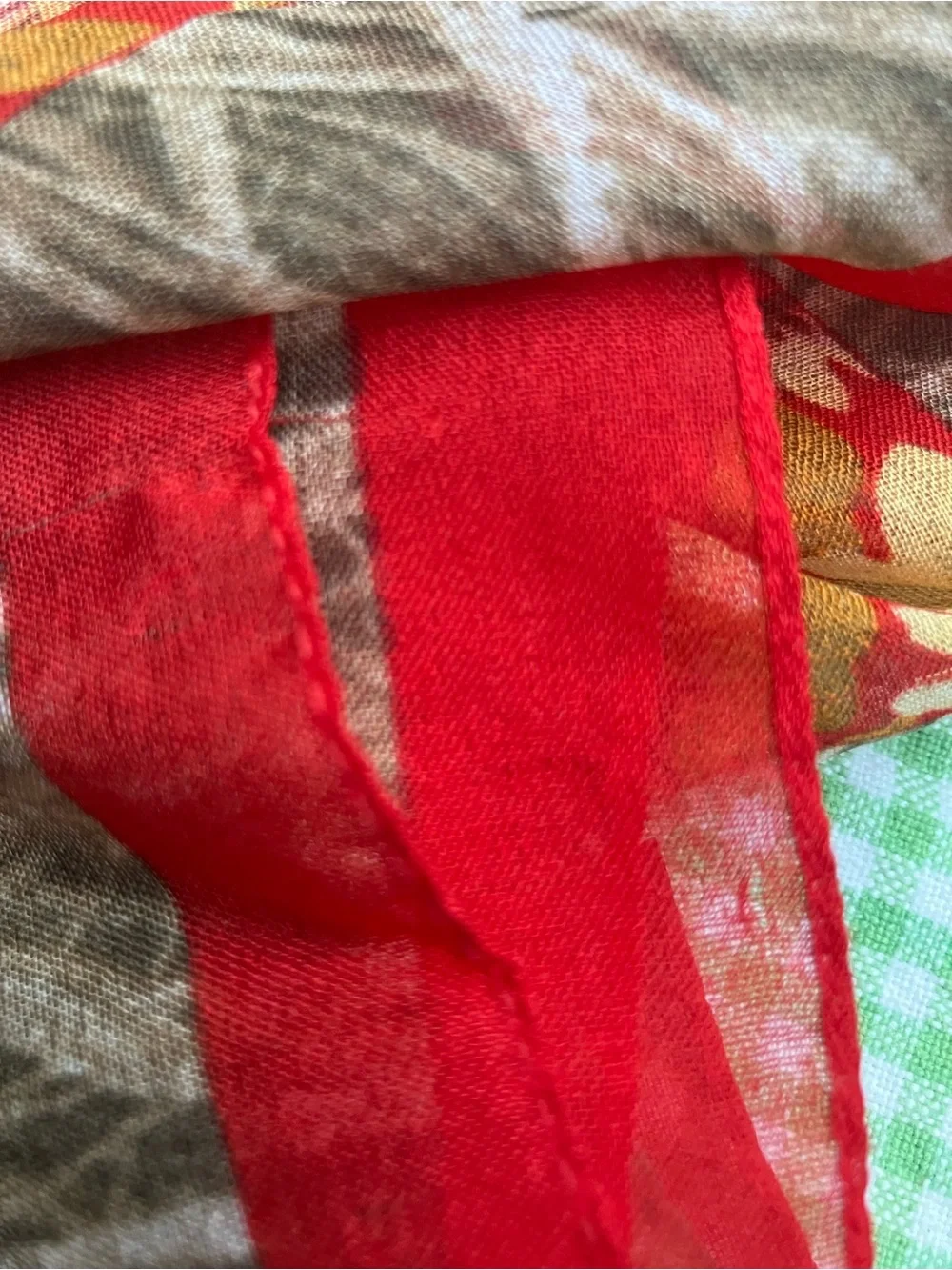Lightweight scarf forest trees and red
